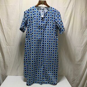 VLT'S by Valentina's Geometric Shirt Dress with Pockets NWT Sz XXL Blue